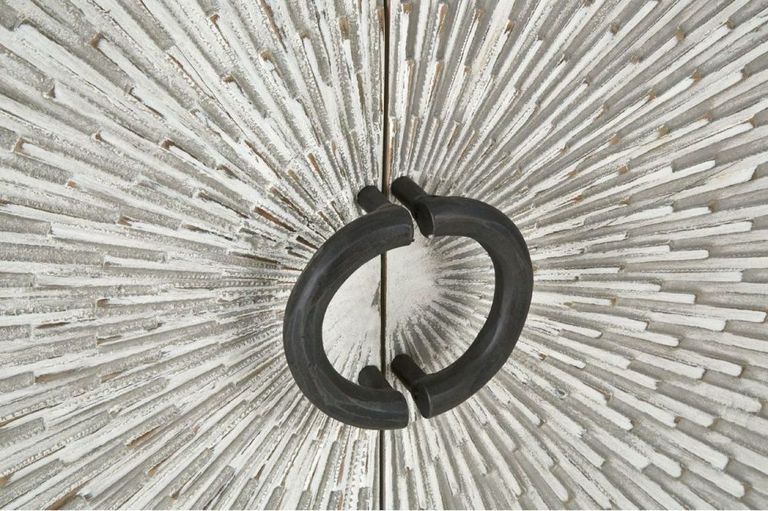 Milan Sideboard - Grey Starburst - Elm Wood - 4 Door - Extra Large - 200cm