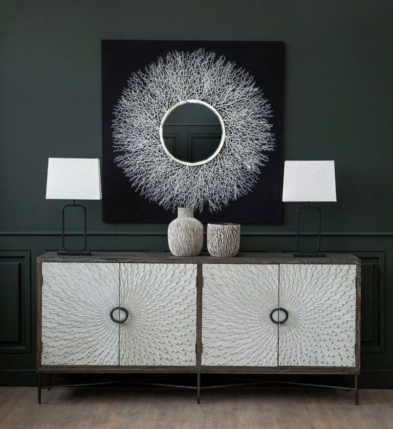 Milan Sideboard - Grey Starburst - Elm Wood - 4 Door - Extra Large - 200cm
