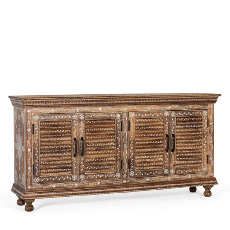 Milan Sideboard - Mango Wood - Painted - 4 Door - Medium - 152cm