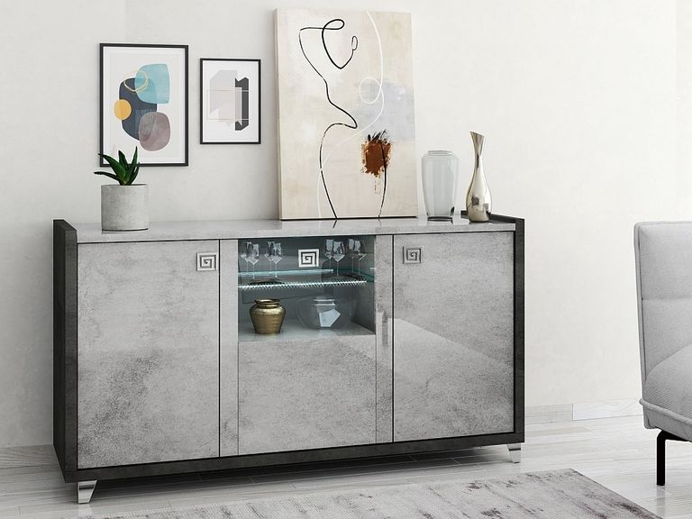 Milo Grey 160cm Large 3 Door Sideboard