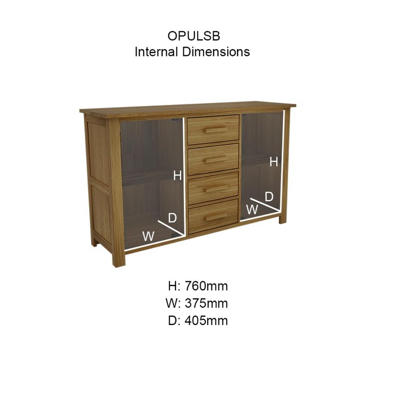 Opus Sideboard - 2 Door - Medium - 130.5cm - Oak