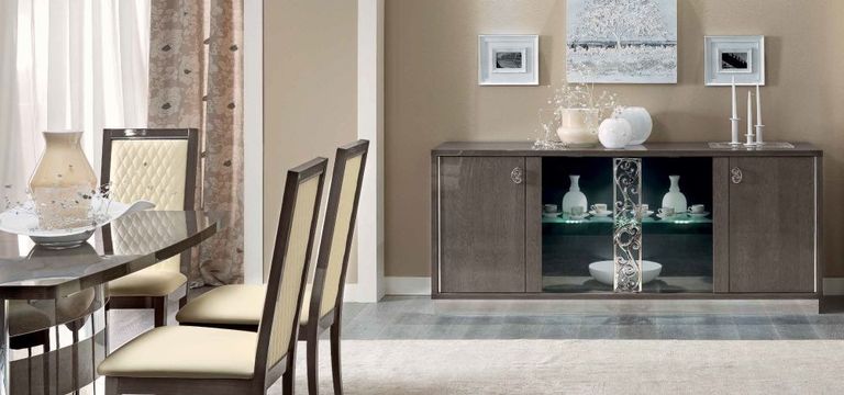 Platinum Buffet Sideboard - Glamour - Glass Door - Silver