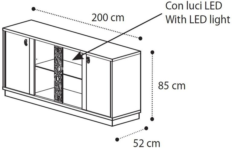 Roma Buffet Sideboard - Glamour - Glass Door - White