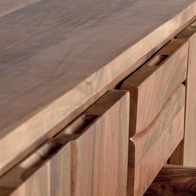 Monza Natural Acacia Wood - 4 Door Large Sideboard - 172cm