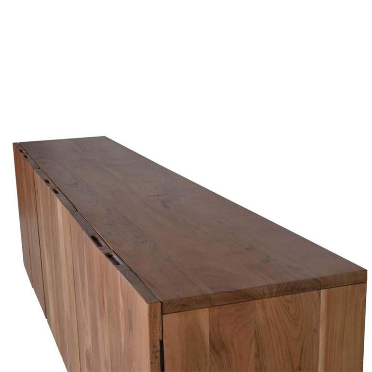 Monza Natural Acacia Wood - 6 Door Extra Large Sideboard - 220cm