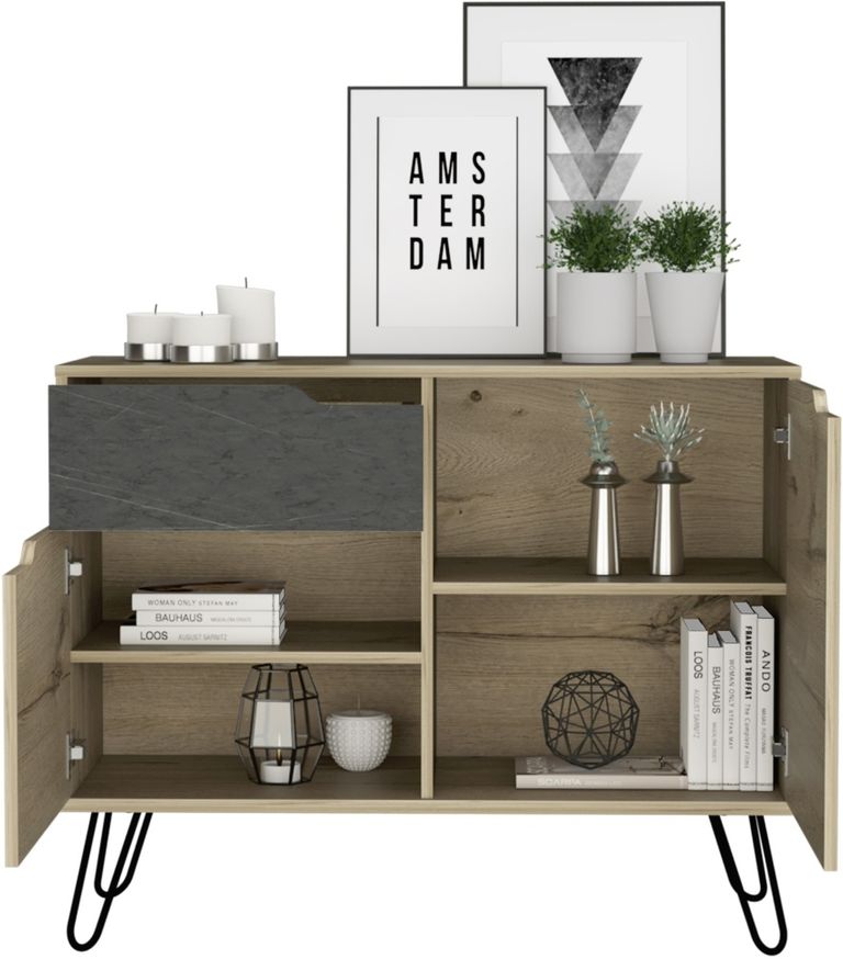 Manhattan Grey Small Sideboard with Hairpin Legs - 2 Doors