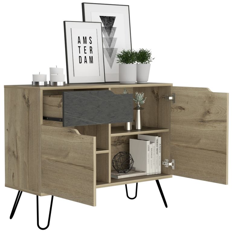 Manhattan Grey Small Sideboard with Hairpin Legs - 2 Doors