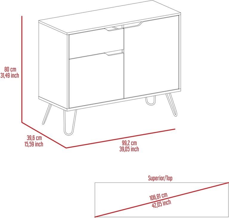 Manhattan Grey Small Sideboard with Hairpin Legs - 2 Doors