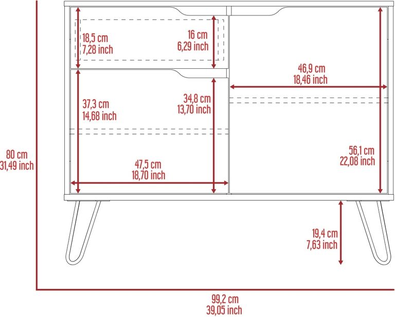 Manhattan Grey Small Sideboard with Hairpin Legs - 2 Doors