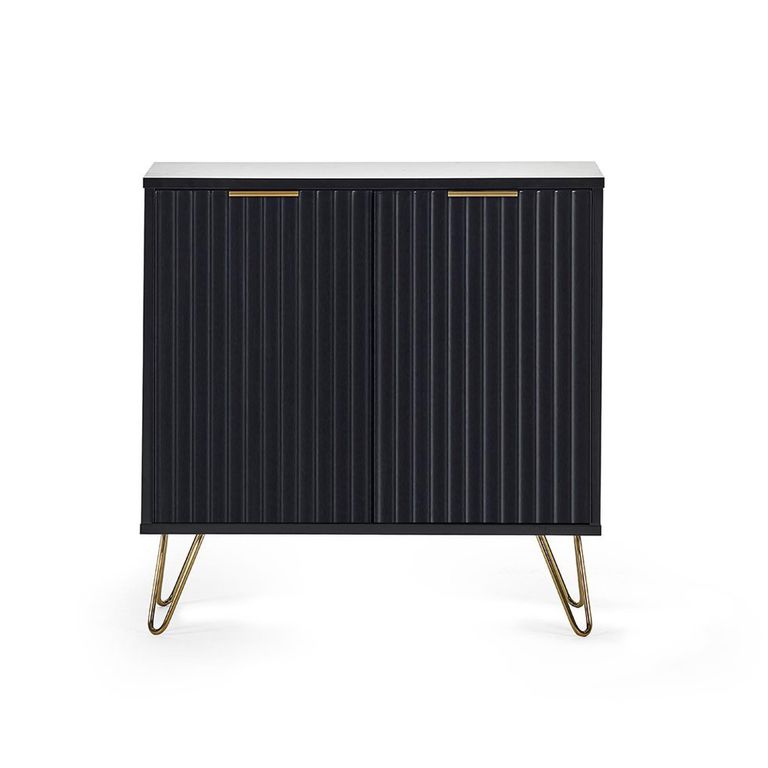 Murano Sideboard - 80cm - 2 Door - Compact - Ribbed - Black
