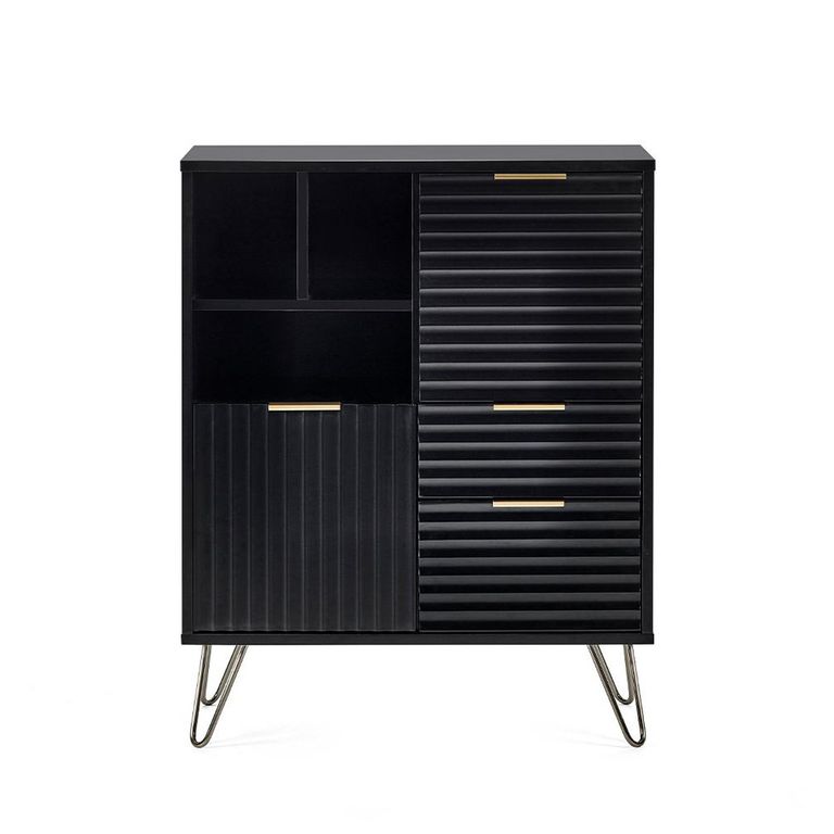 Murano Sideboard - 80cm - 2 Door - Small - Ribbed - Black
