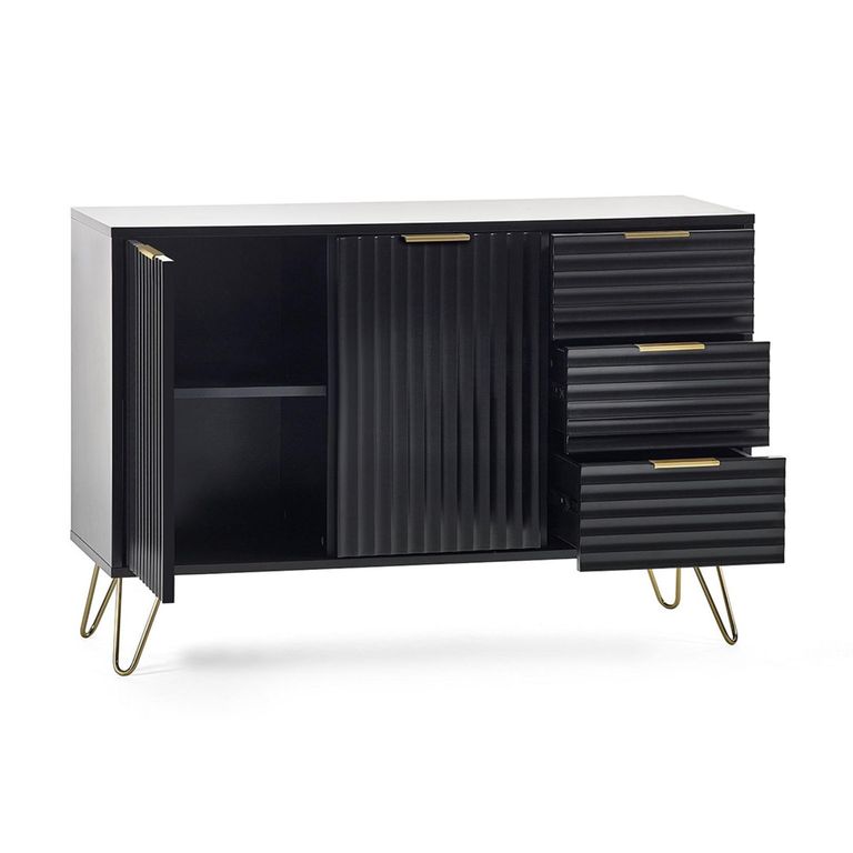Murano Sideboard - Small - 2 Door - Ribbed - Black
