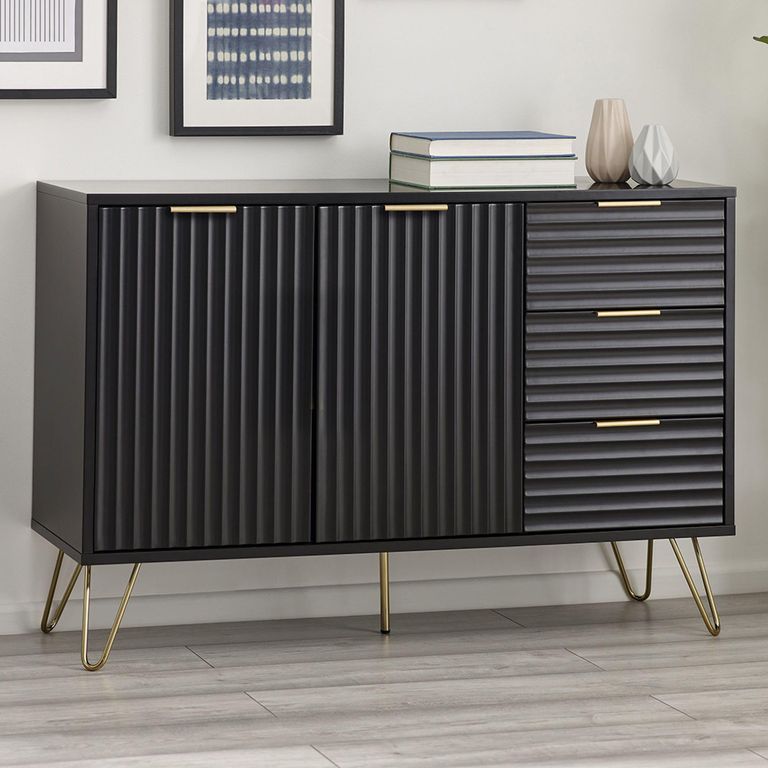 Murano Sideboard - Small - 2 Door - Ribbed - Black