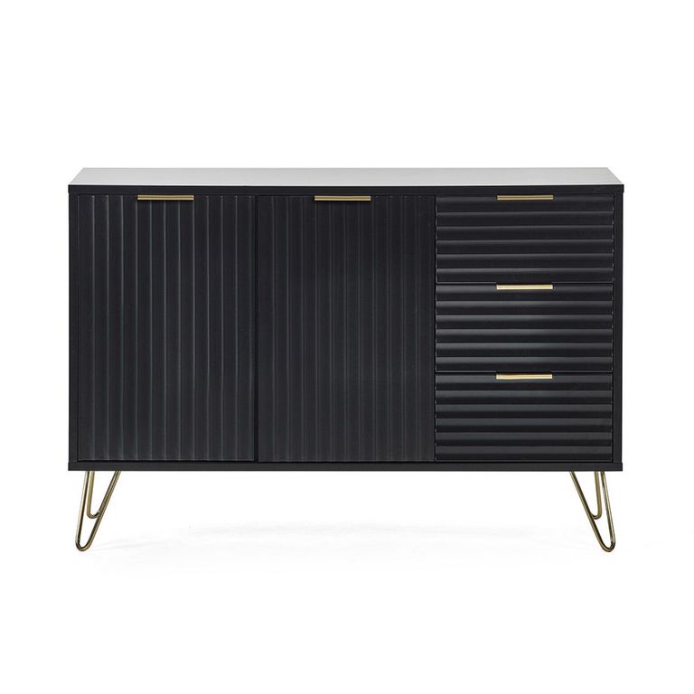 Murano Sideboard - Small - 2 Door - Ribbed - Black