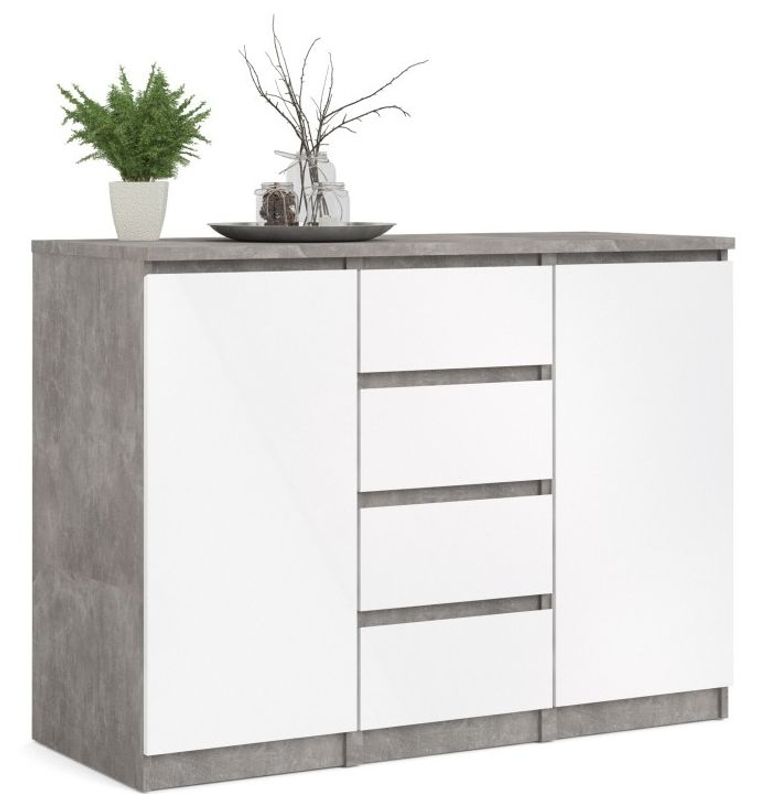 Naia Grey Concrete Effect Small Sideboard - 2 Doors