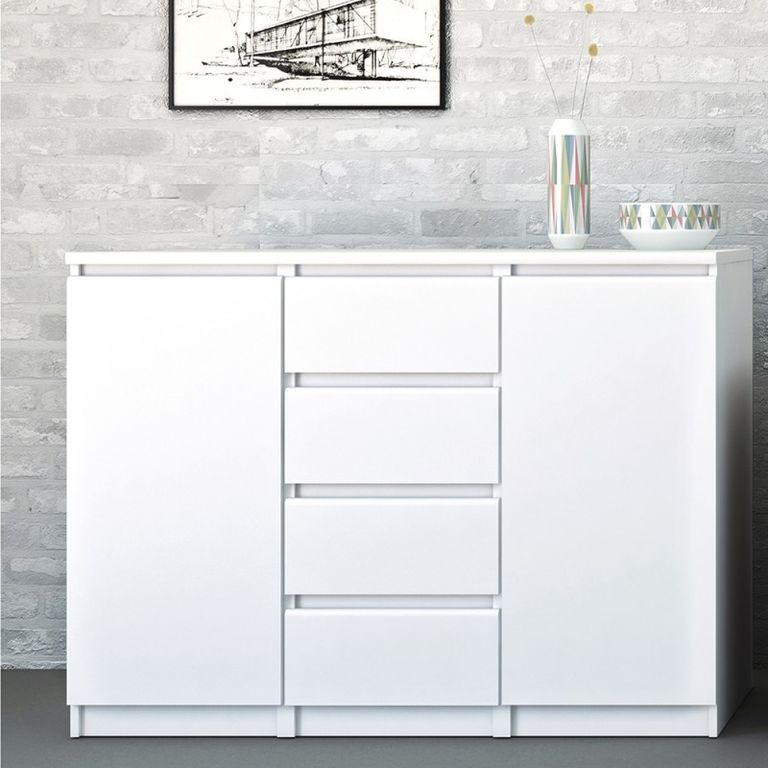 Naia White Gloss 2 Door Small Sideboard