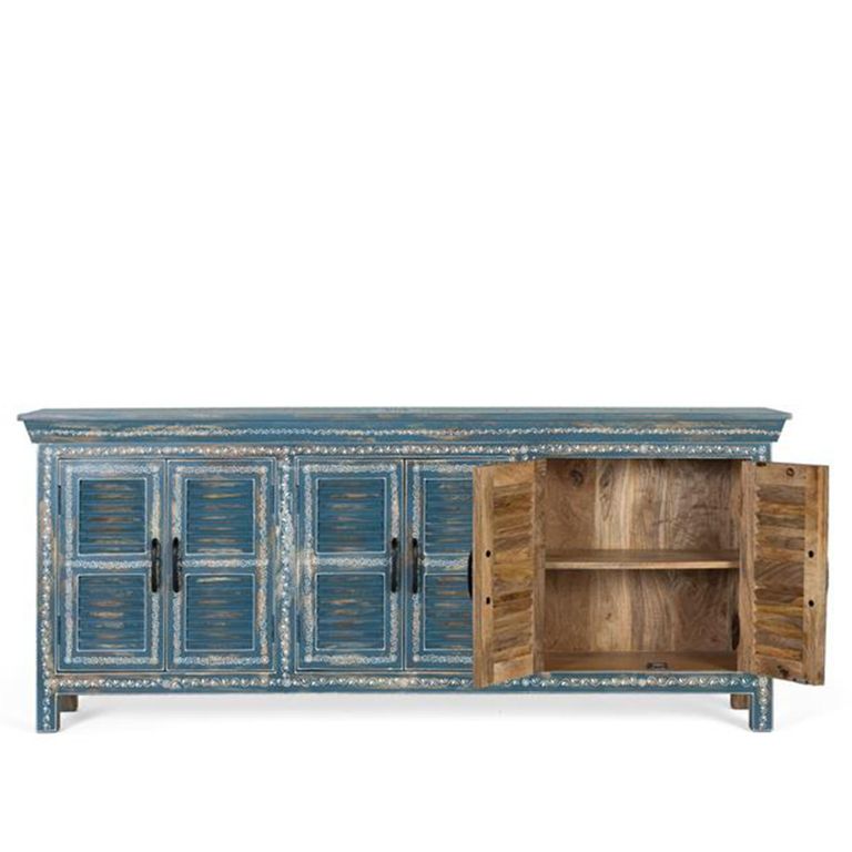 Naples Sideboard - Blue Mango Wood - 6 Door - Extra Large - 184cm