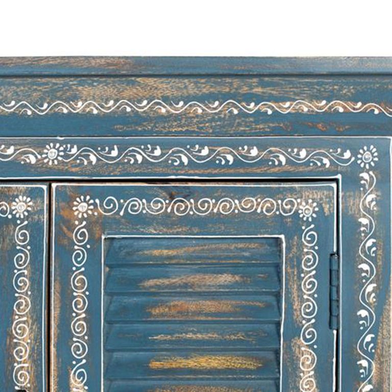 Naples Sideboard - Blue Mango Wood - 6 Door - Extra Large - 184cm