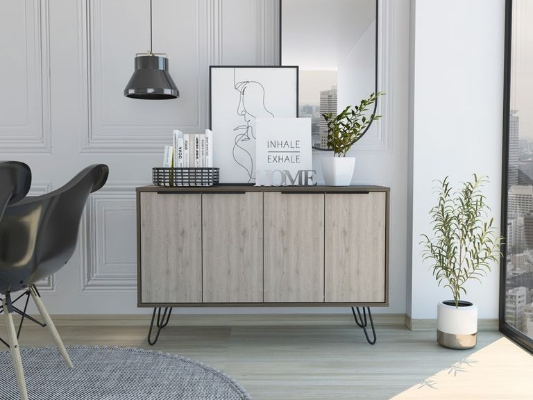 Nevada Grey Oak Effect Medium Sideboard with Hairpin Legs