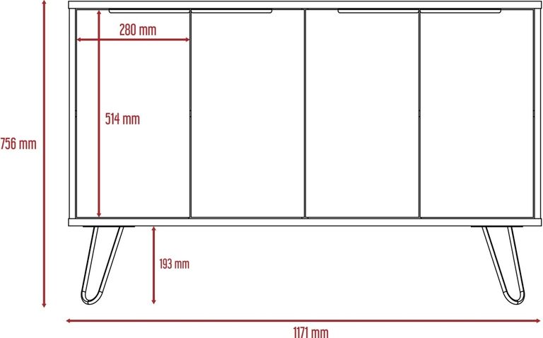 Nevada Grey Oak Effect Medium Sideboard with Hairpin Legs