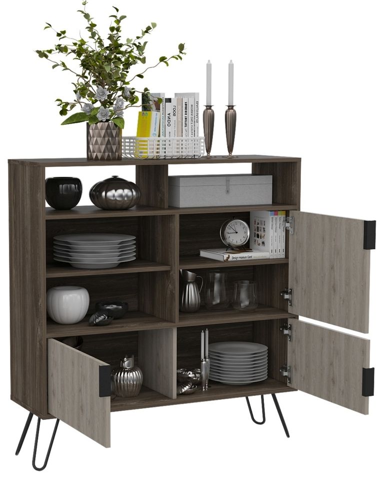 Nevada Grey Oak Effect Small Sideboard with Hairpin Legs