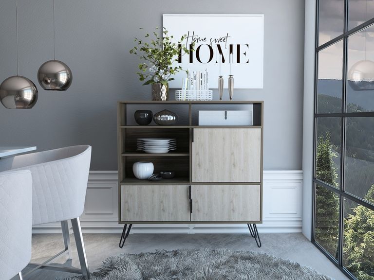 Nevada Grey Oak Effect Small Sideboard with Hairpin Legs