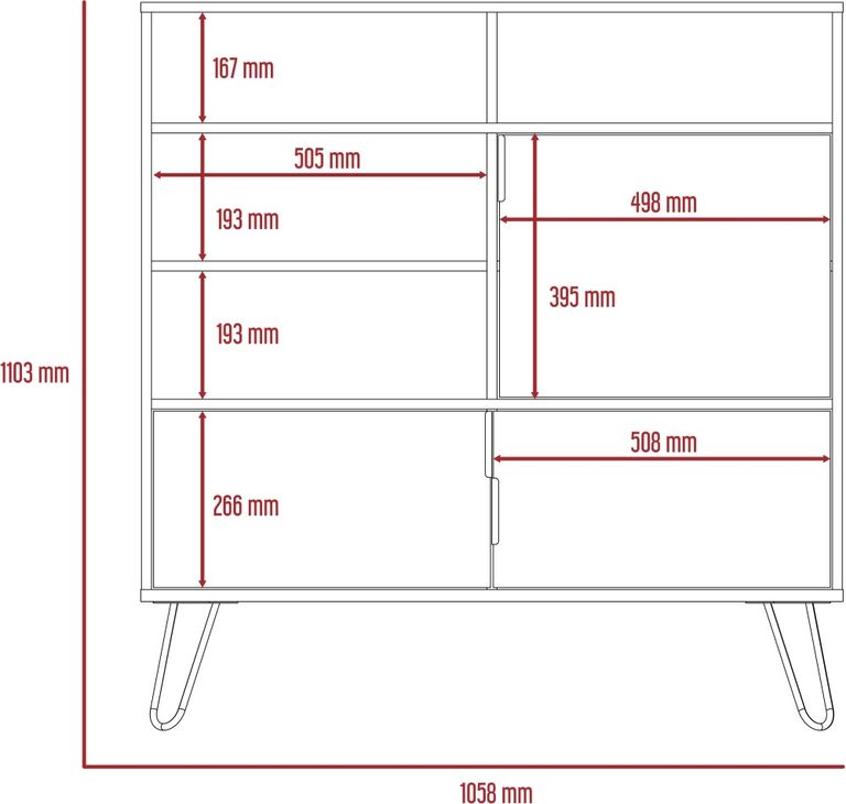 Nevada Grey Oak Effect Small Sideboard with Hairpin Legs
