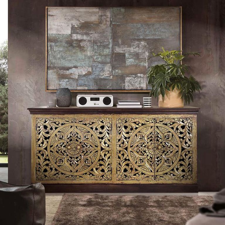 Nepravisht Sideboard - Carved Mango Wood - 4 Door - Extra Large - 180cm