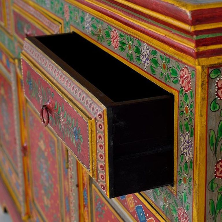 Nicolara Sideboard - Mango Wood - Painted - 3 Door - Medium - 140cm