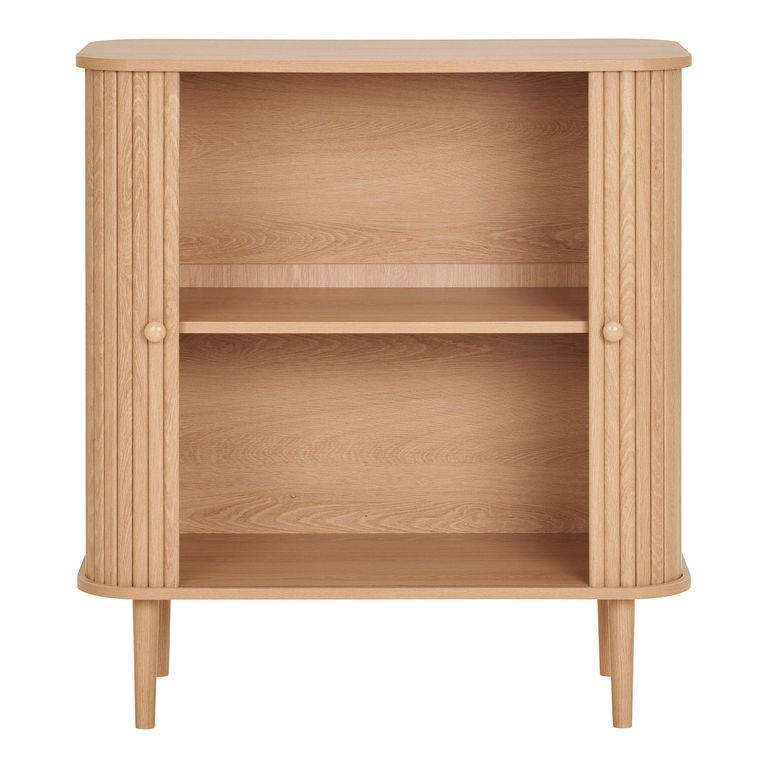 Nikko Small Sideboard - 2 Door - Curved - Fluted - 80cm - Pine Wood