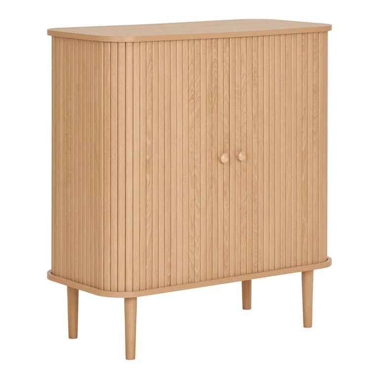 Nikko Small Sideboard - 2 Door - Curved - Fluted - 80cm - Pine Wood