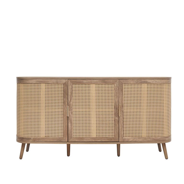 Noah Medium Sideboard - 150cm - 3 Door - Oak and Rattan