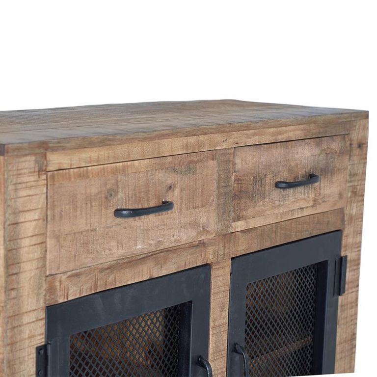Noemi Industrial Style Mango Wood - 2 Door Small Sideboard - 100cm