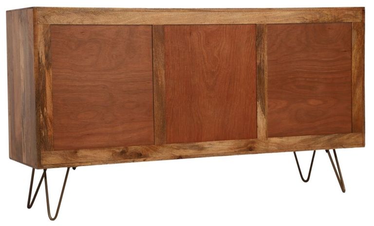 Nyack Mango Wood with Rattan 145cm Medium 2 Door Sideboard - Hairpin Legs