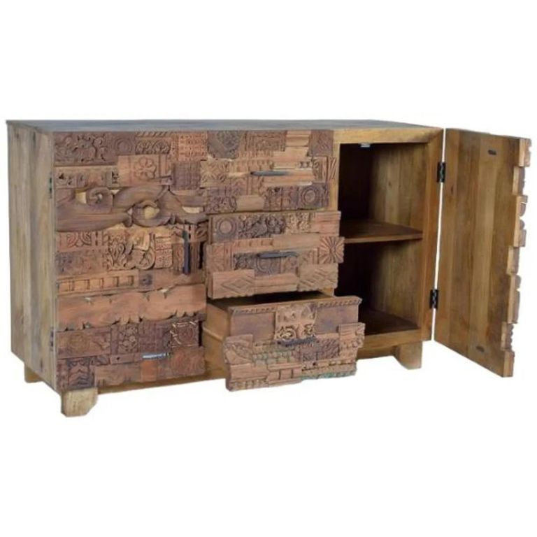 Omao Carved Mango Wood - 2 Door Medium Sideboard - 150cm