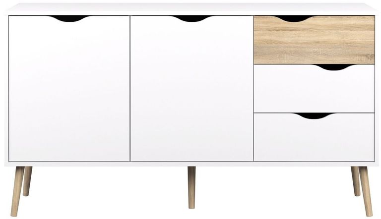 Oslo White and Oak Effect 2 Door Medium Sideboard