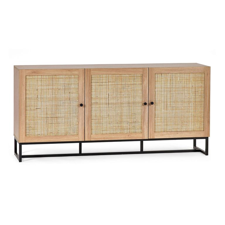 Padstow Large Sideboard - 160cm - 3 Doors - Oak and Rattan