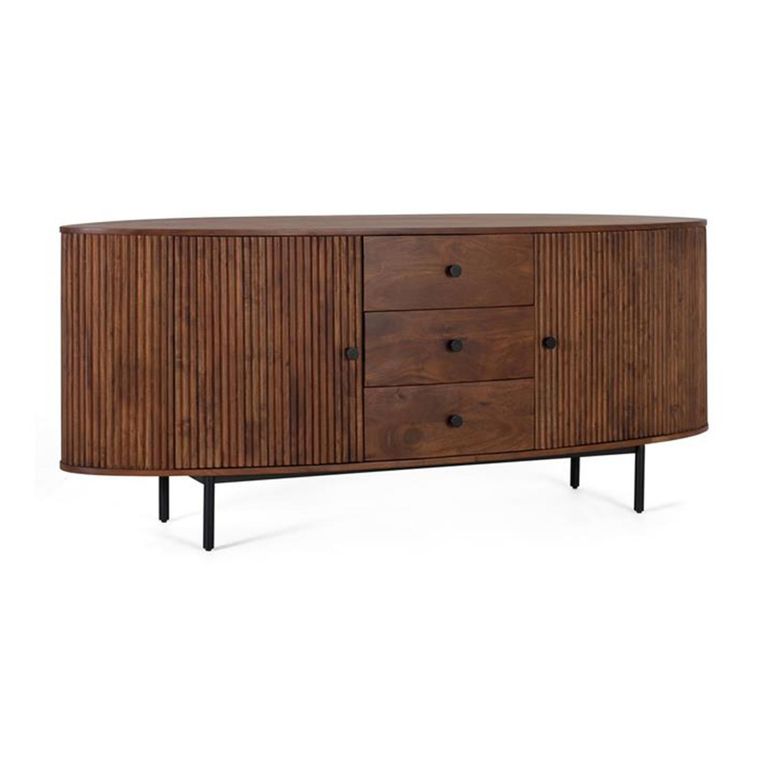 Paloma Sideboard - Fluted Acacia Wood - Curved - 2 Door - Extra Large - 180cm
