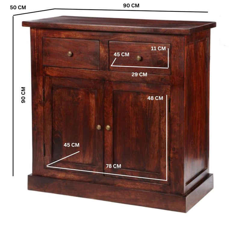 Phulera Dark Wood 90cm Small Sideboard