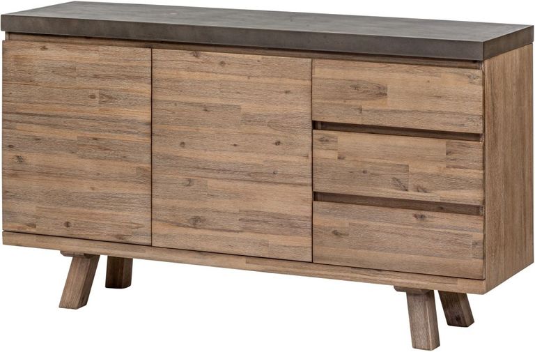 Pimlico Acacia Wood and Concrete Top Large Sideboard