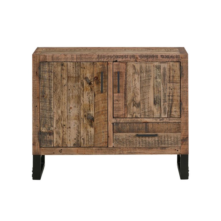 Preston Industrial Style Rustic 2 Door Small Sideboard - 99cm