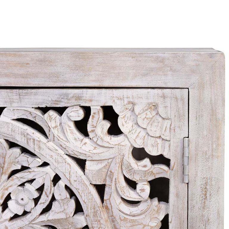 Quintana Sideboard - Washed Carved - Mango Wood - 2 Door - Small - 80cm