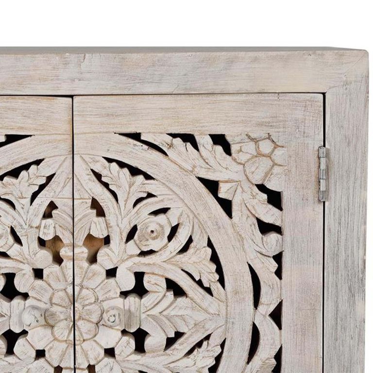 Quintana Sideboard - Washed Carved - Mango Wood - 4 Door - Extra Large - 190cm