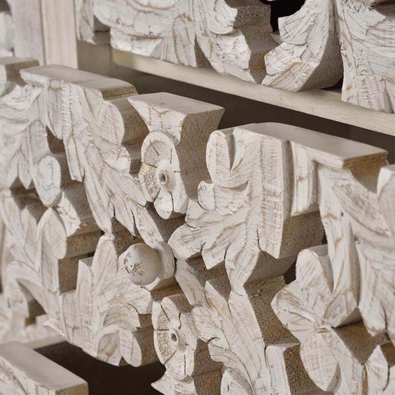 Quintana Sideboard - Washed Carved - Mango Wood - 4 Door - Extra Large - 190cm