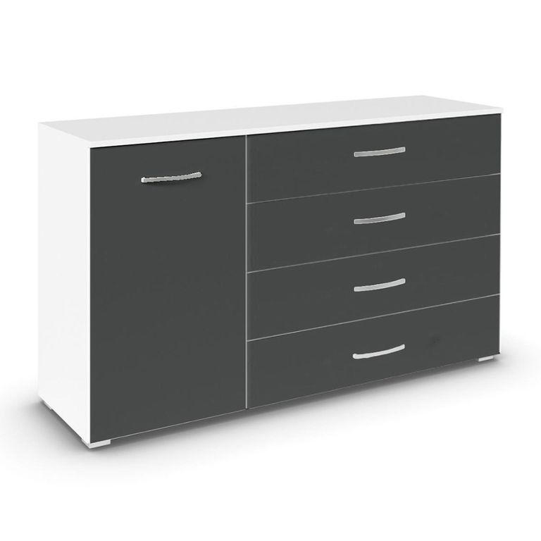 Rauch Aditio 1 Door Medium Sideboard - 120cm - Alpine White and Metallic Dark Grey