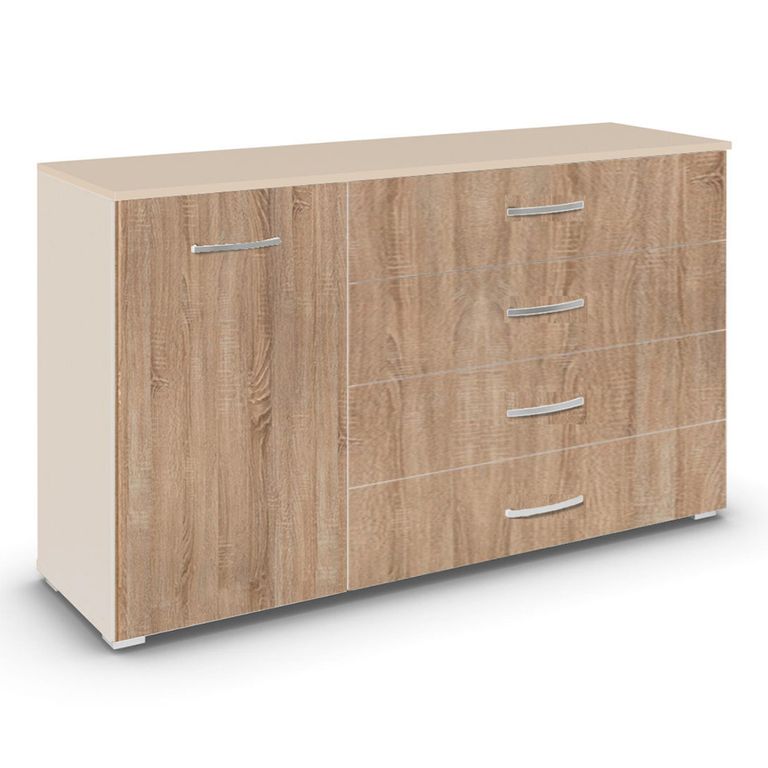 Rauch Aditio 1 Door Medium Sideboard - 120cm - Champagne and Sonoma Oak