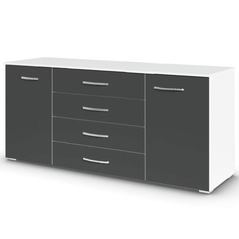Aditio Large Sideboard - 160cm - 2 Door - Alpine White & Metallic Dark Grey