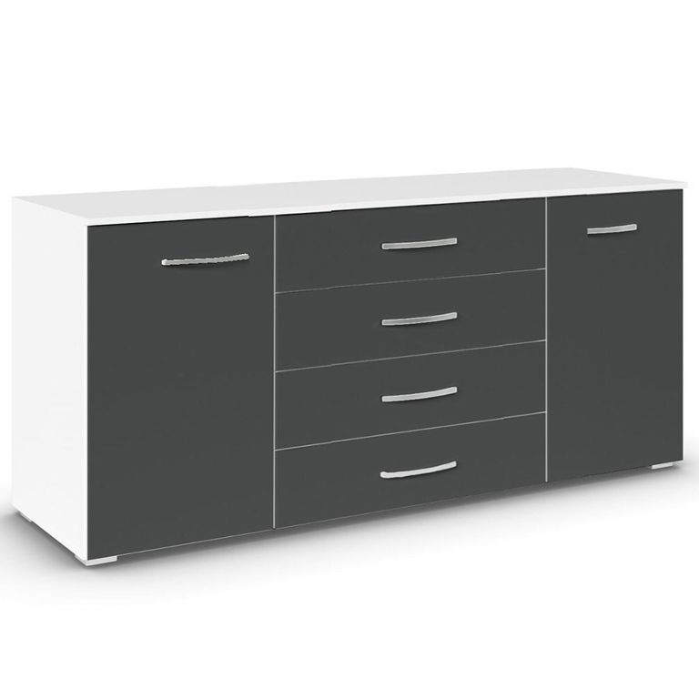 Aditio Large Sideboard - 160cm - 2 Door - Alpine White & Metallic Dark Grey