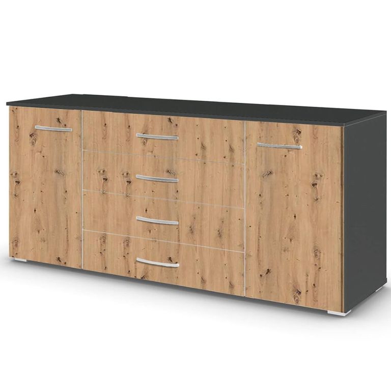 Aditio Large Sideboard - 160cm - 2 Door - Metallic Dark Grey & Artisan Oak