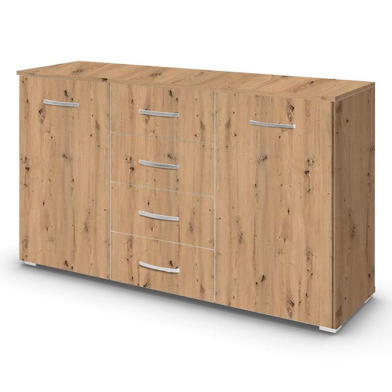 Rauch Aditio 2 Door Medium Sideboard with 4 Drawer - 120cm - Artisan Oak